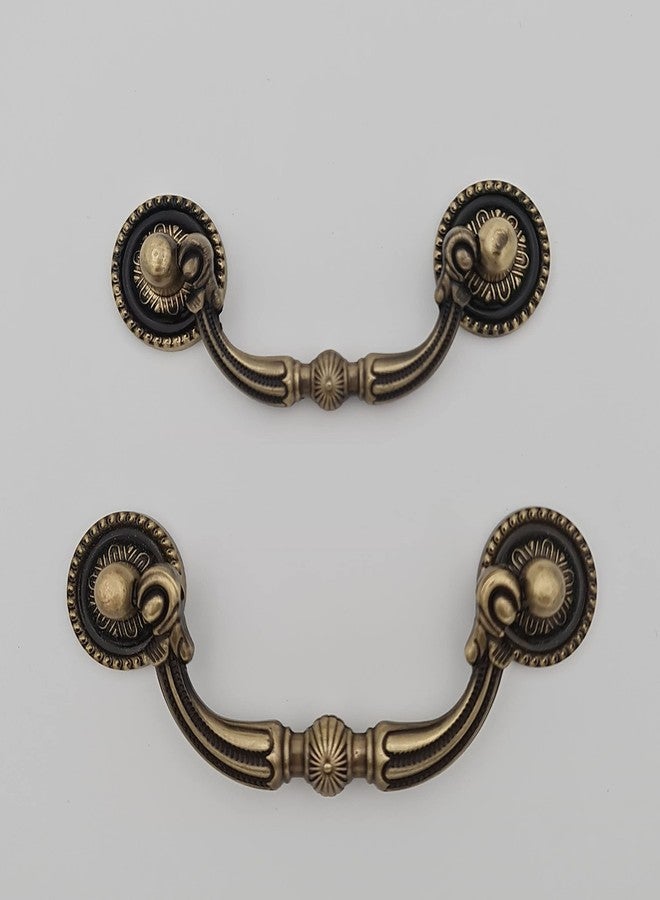 ABVIN Antique Brass Drop Handle Drawer Pull Antique Old Drawer Handles Vintage Knobs Dresser Pulls Cabinet Knob Hardware (Small) - Image 5